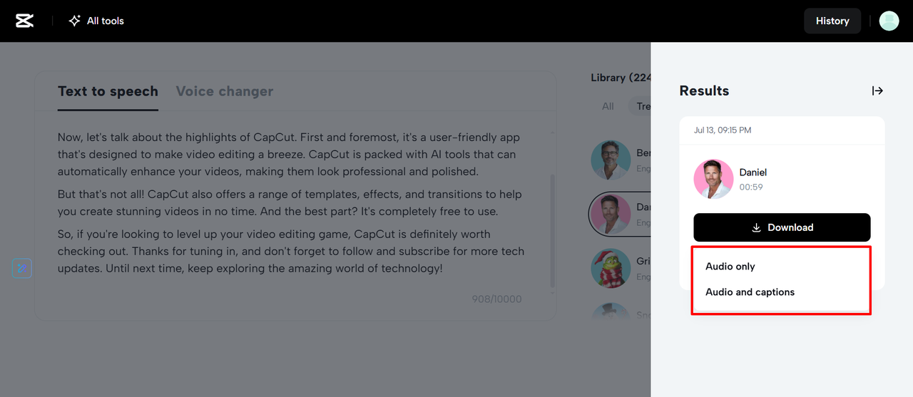 Exporting your video from CapCut Web