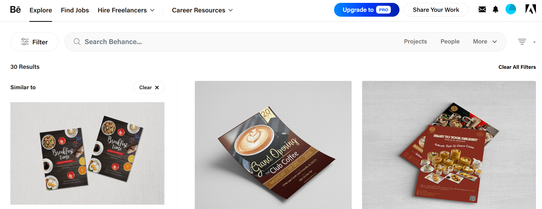 Conception de dépliants pour les restaurants avec Behance