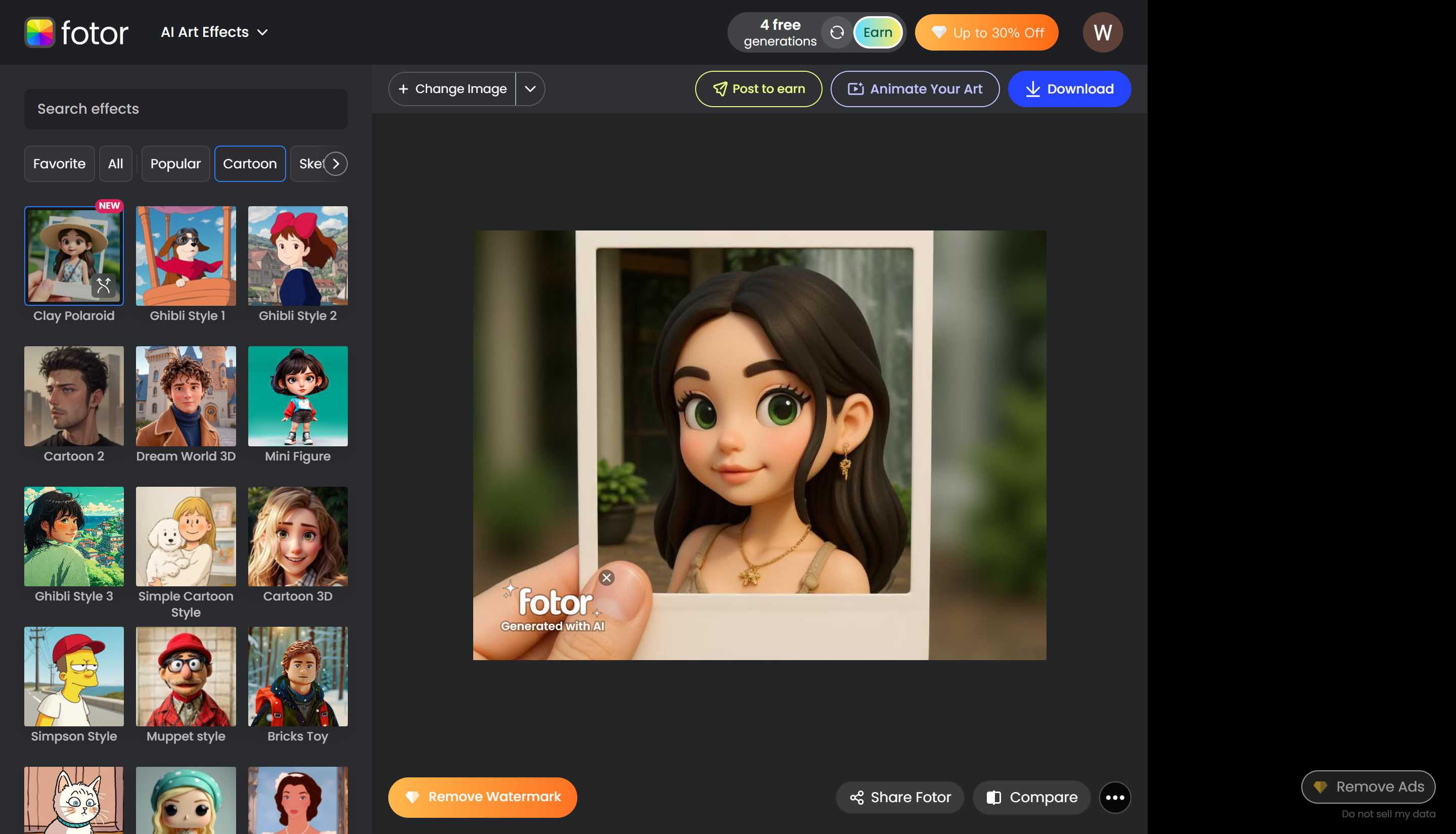 Fotor-写真をカートゥーンAIに変換する人気のあるツール