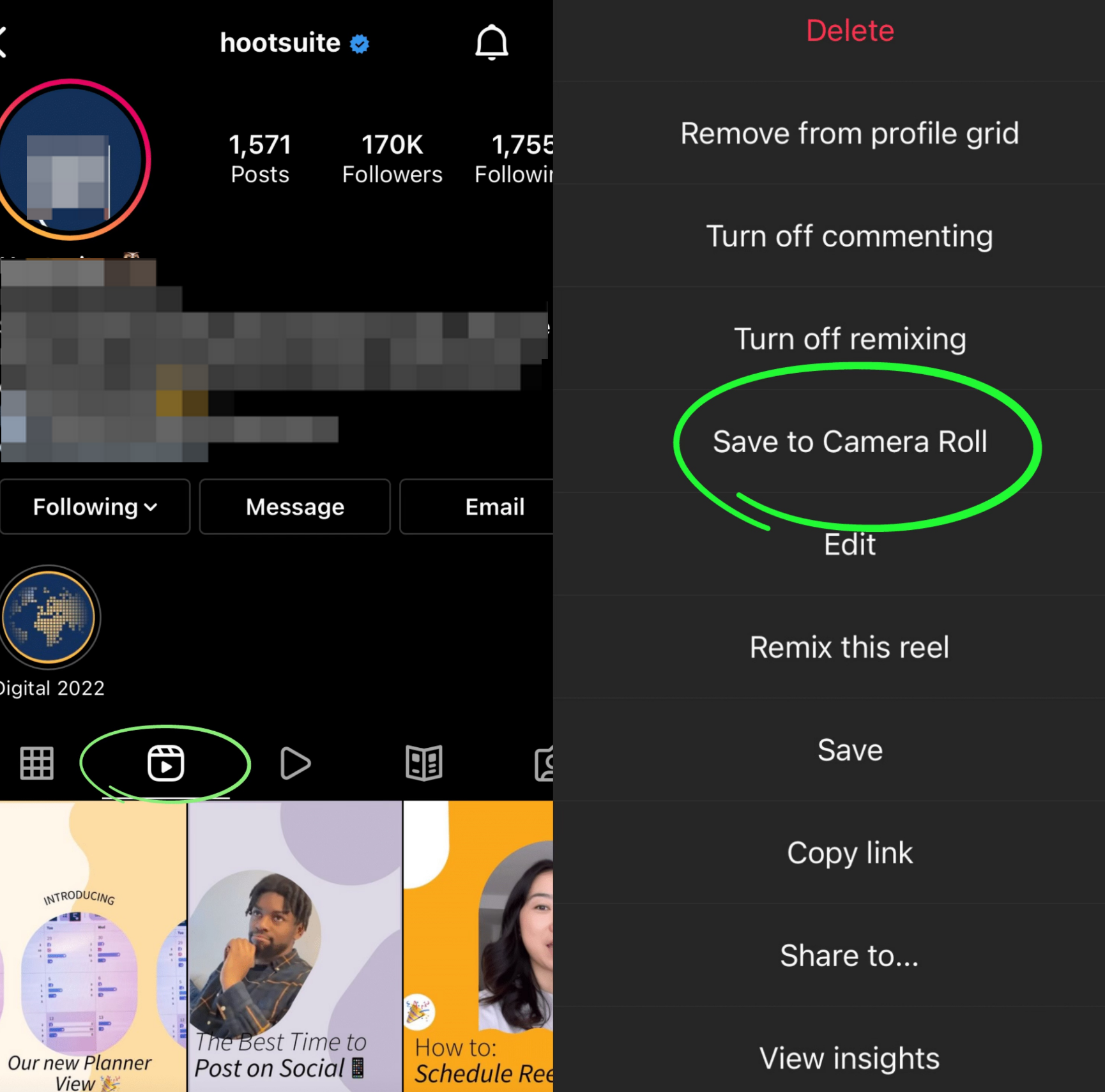 L'interfaccia per scaricare i tuoi brevi video di Instagram