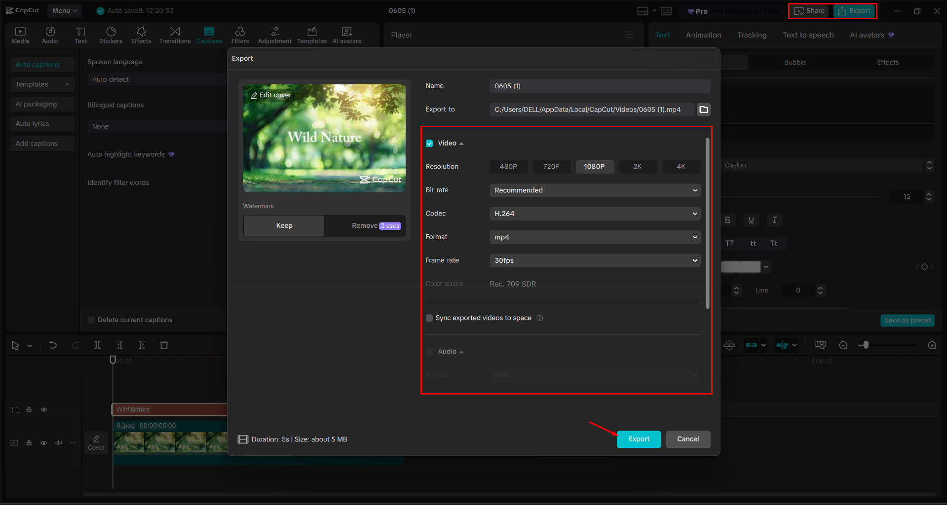 Mengekspor video dari editor video desktop CapCut