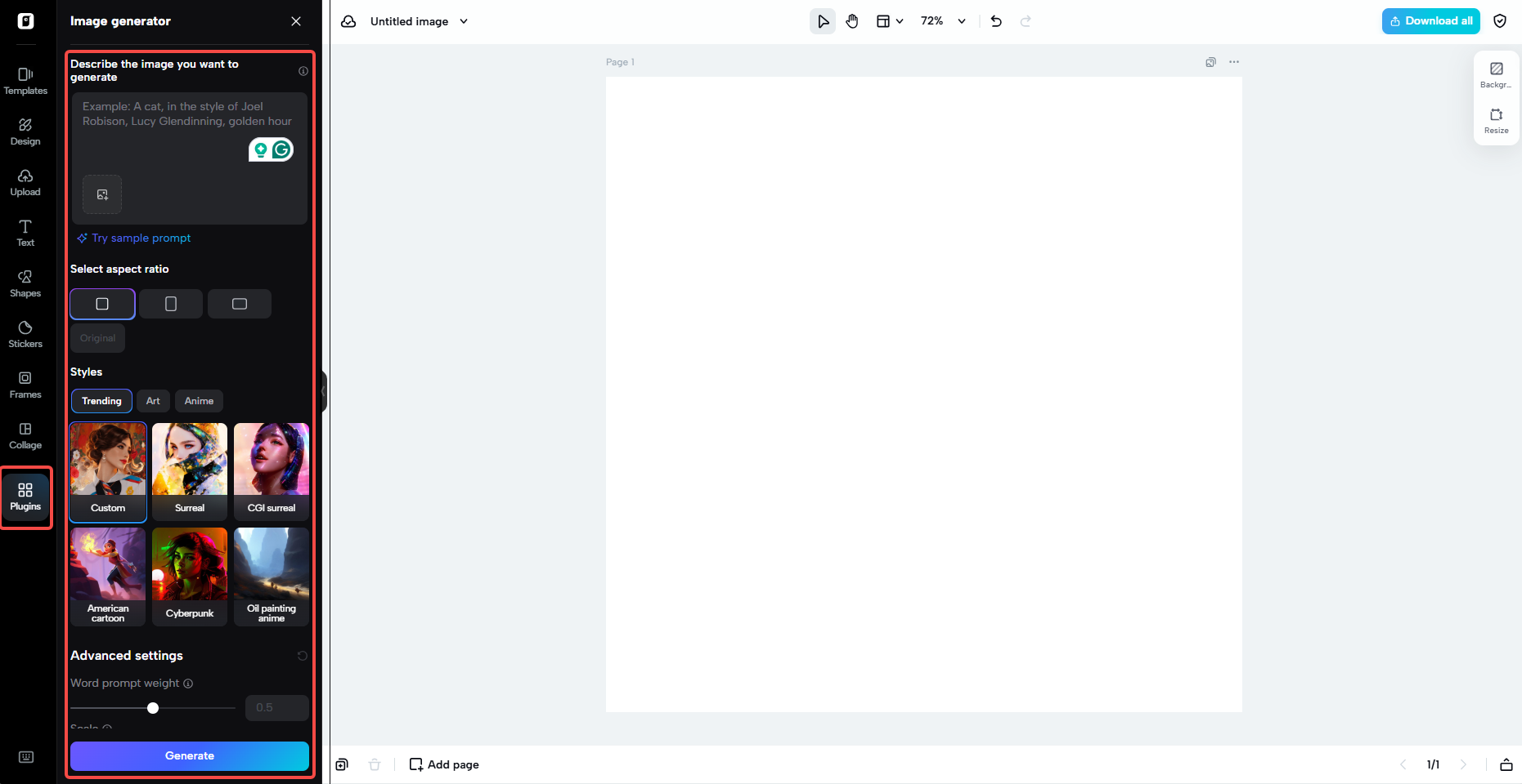 select "Plugin" and add description