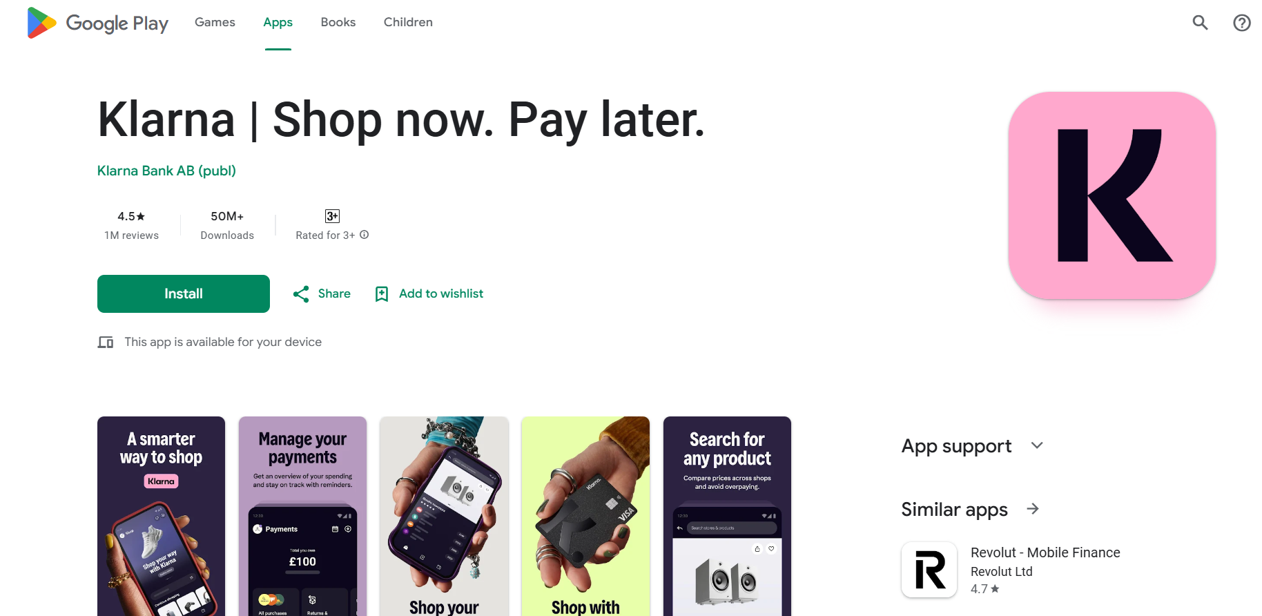 Download Klarna from Google Play Store