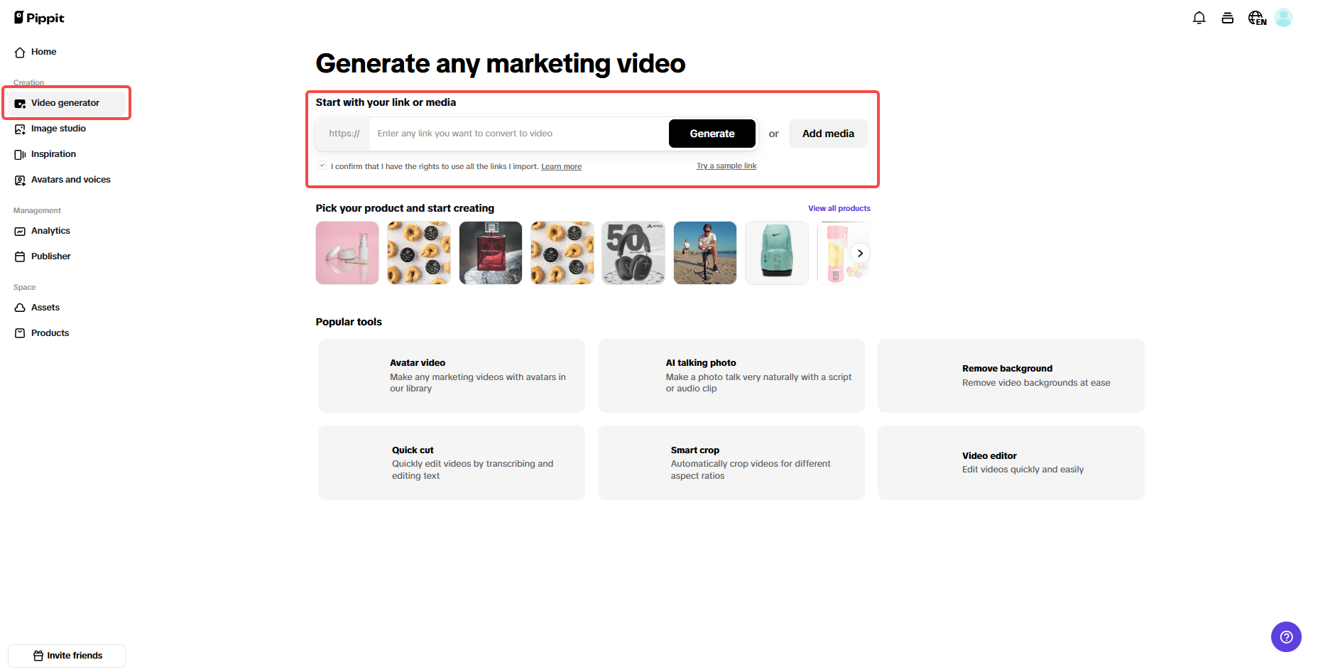 Video generator interface