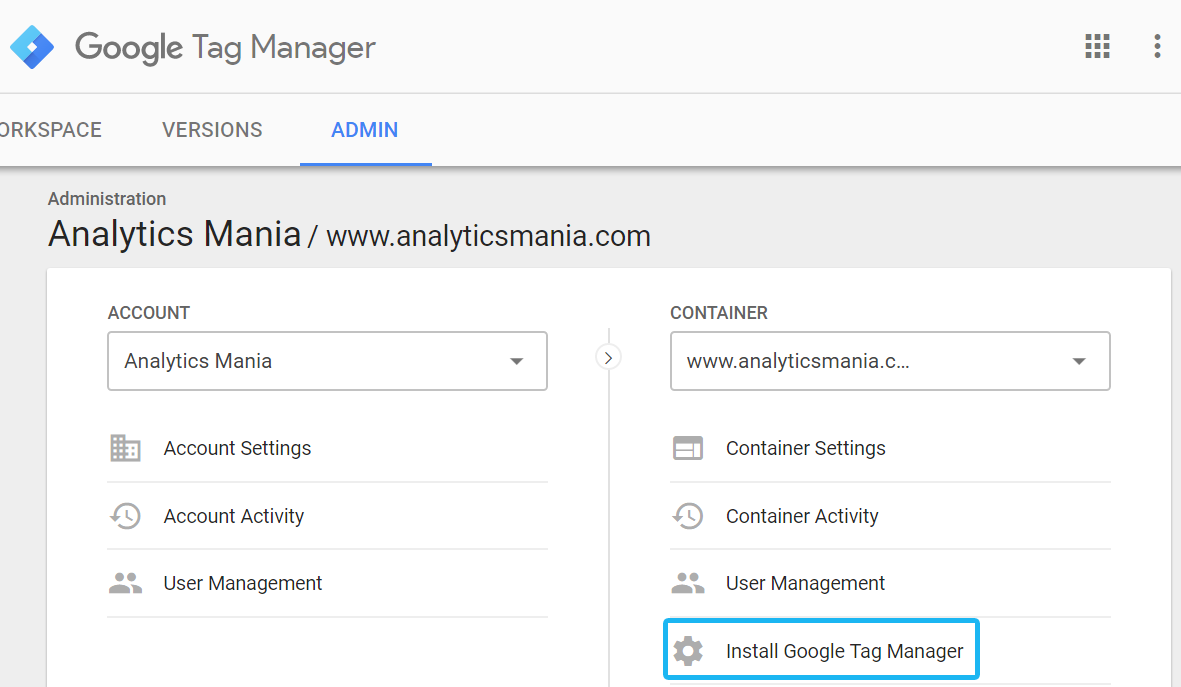 Setting up Google Tag Manager in GA