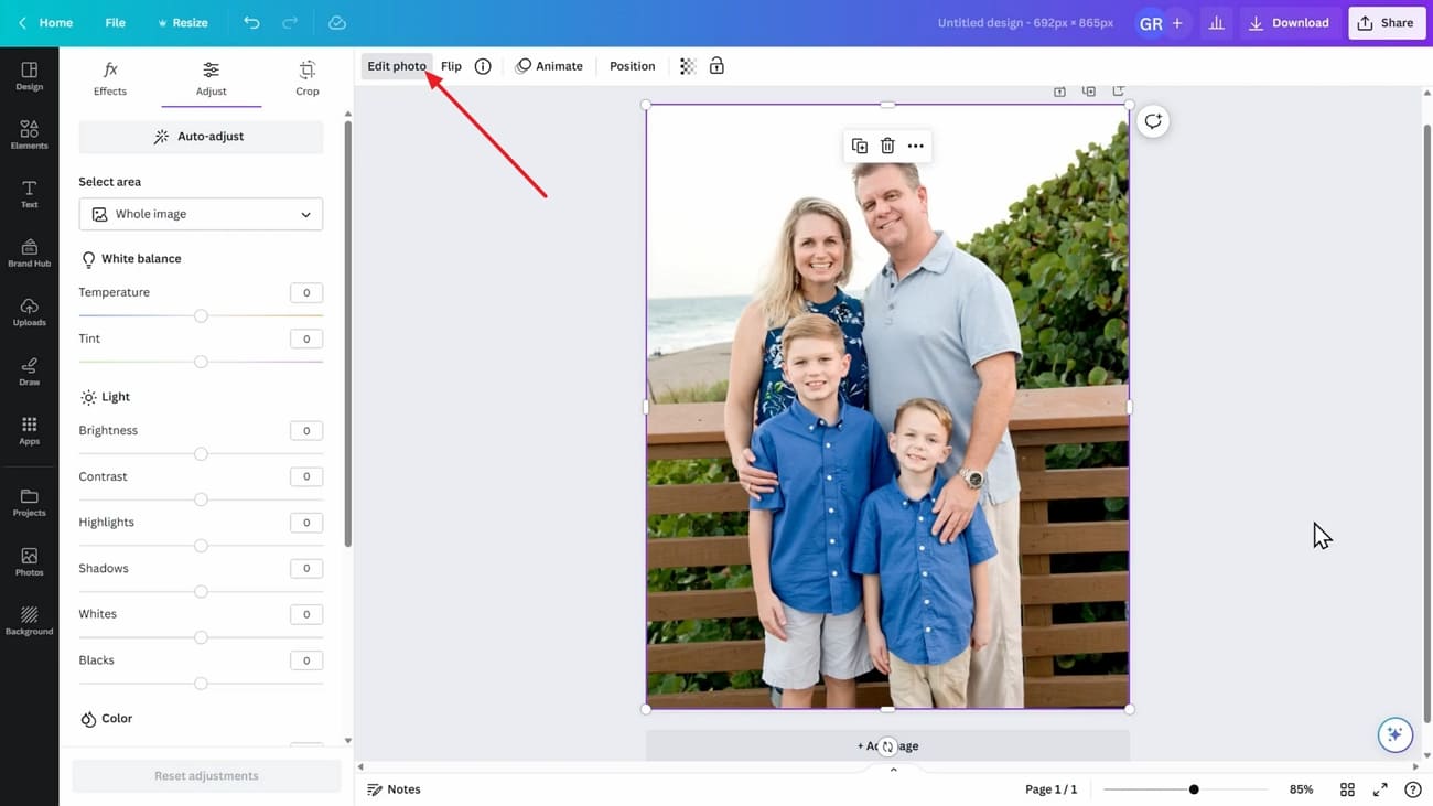 Muokkaa kuvaa Canva-työpöytätyökalussa