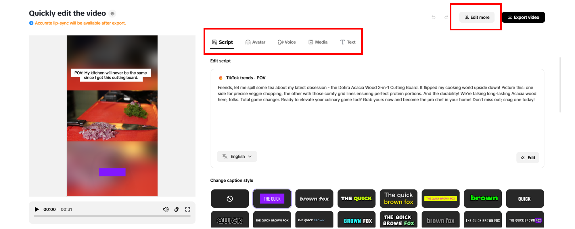 Proveďte jakékoli rychlé úpravy vašeho videa.
