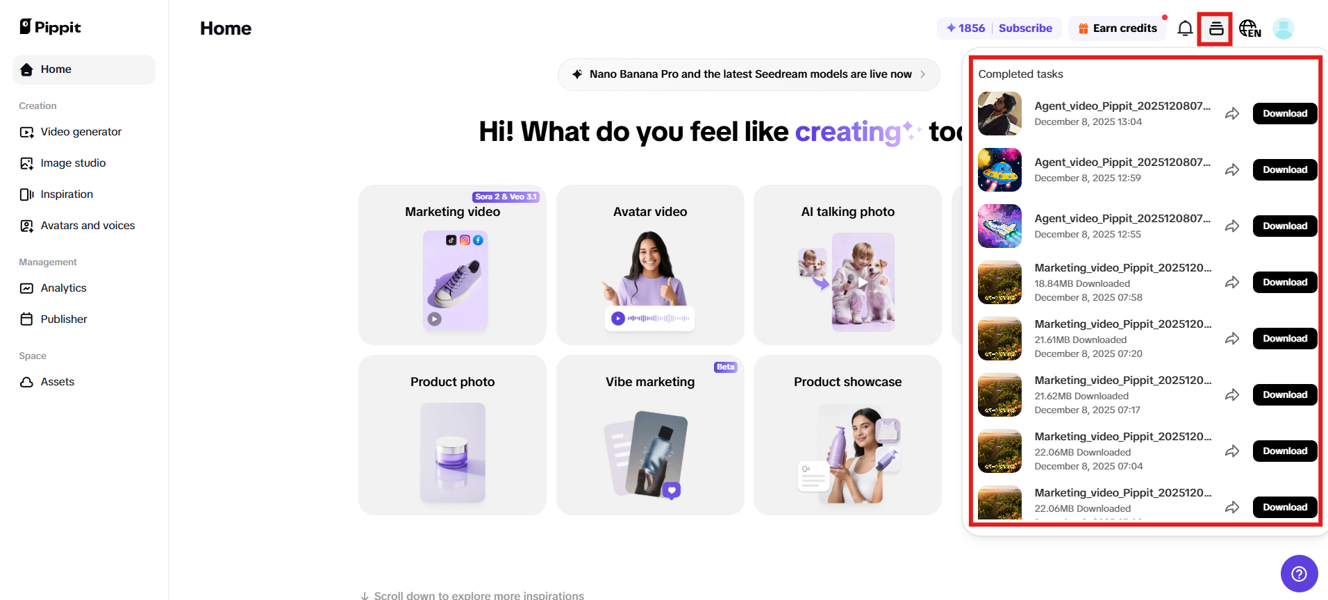 Access completed tasks