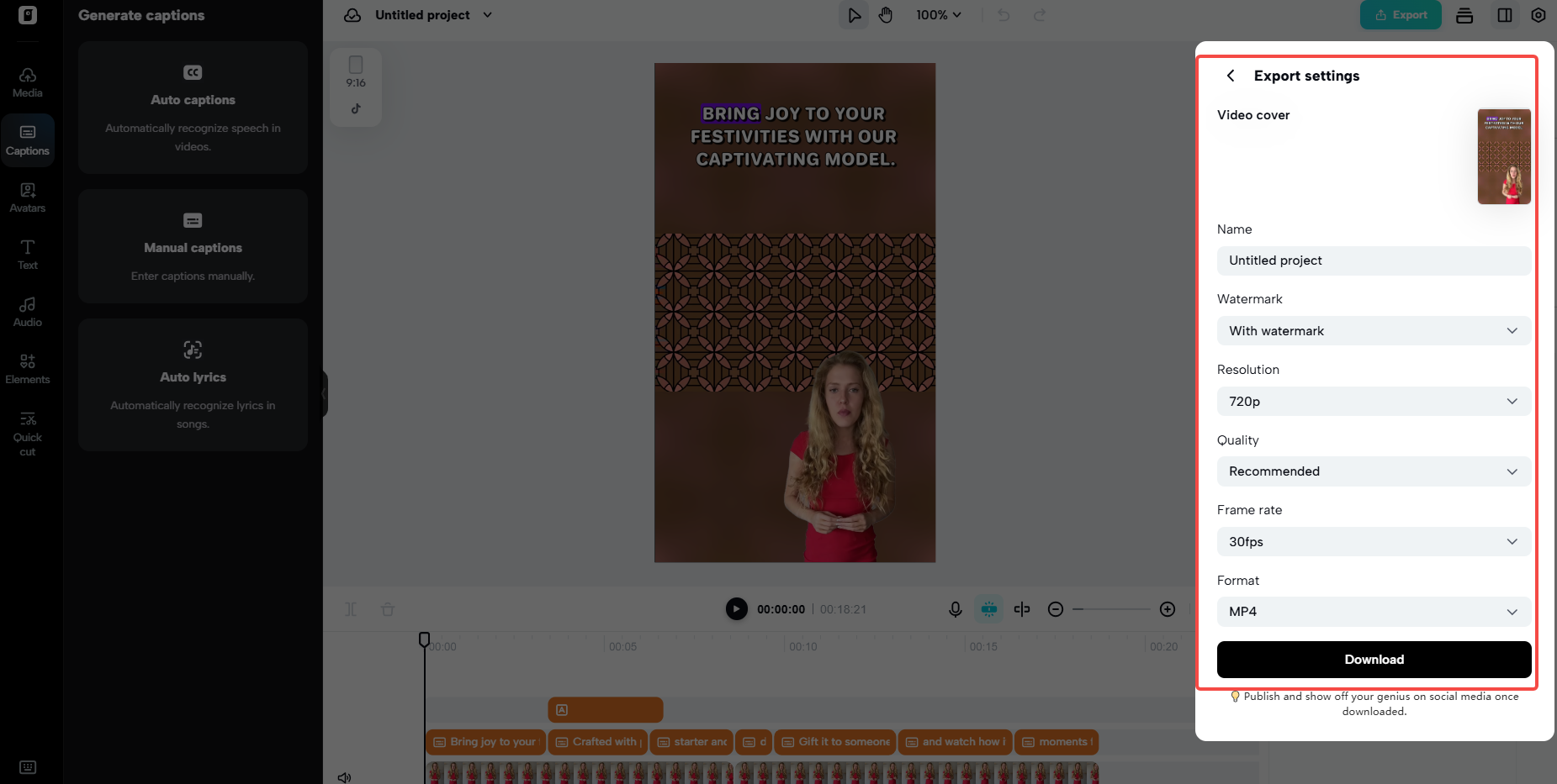Export the video