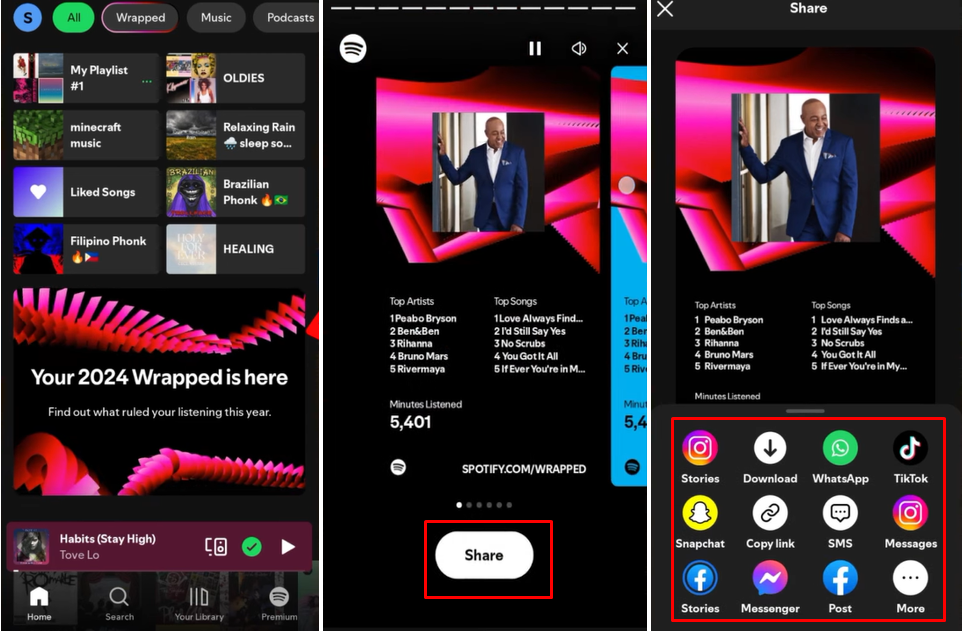 A Spotify Wrapped Podcast megosztása