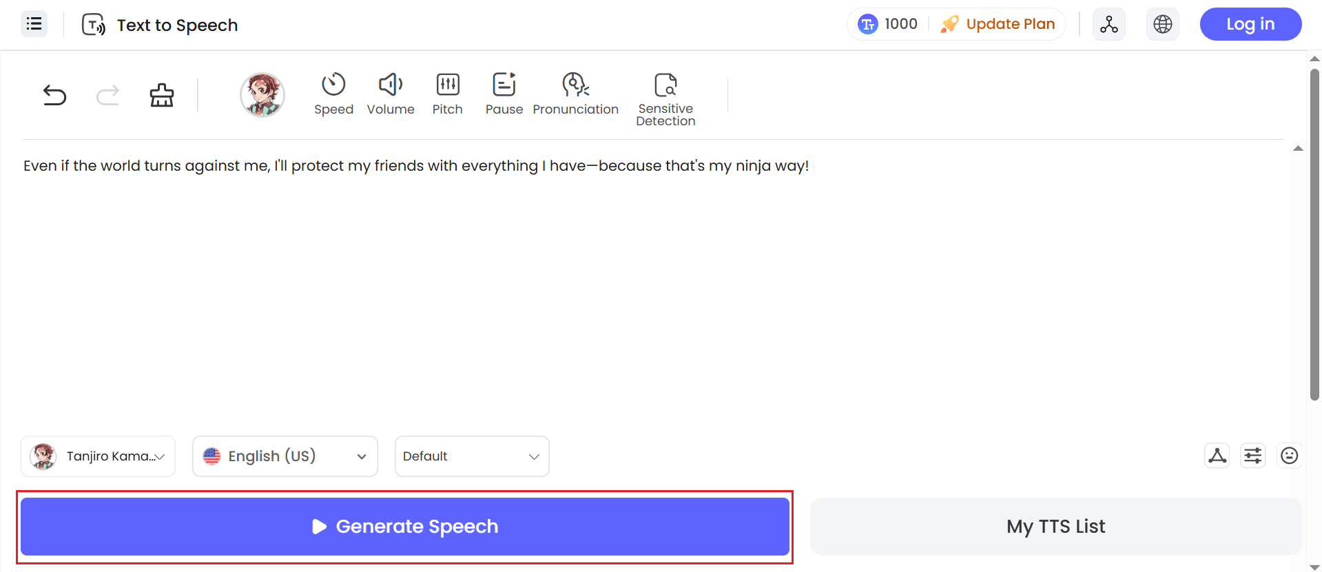 Generate your speech