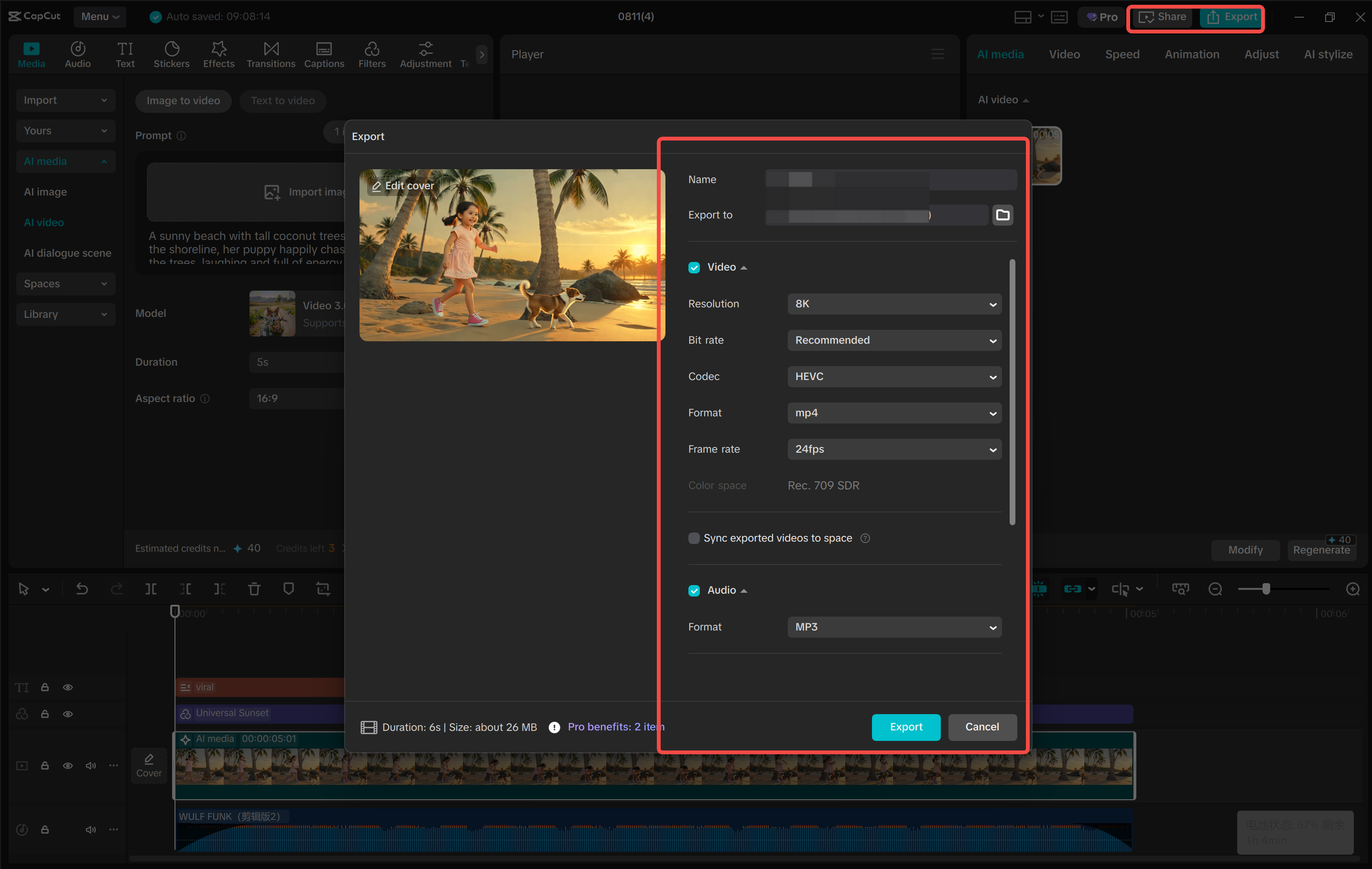 Exportieren eines Videos aus dem CapCut Desktop-Video-Editor
