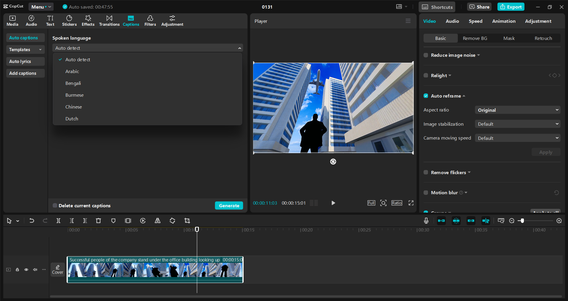 Interface de l' CapCut éditeur vidéo de bureau - un outil gratuit pour éditer YouTube dans les publicités vidéo