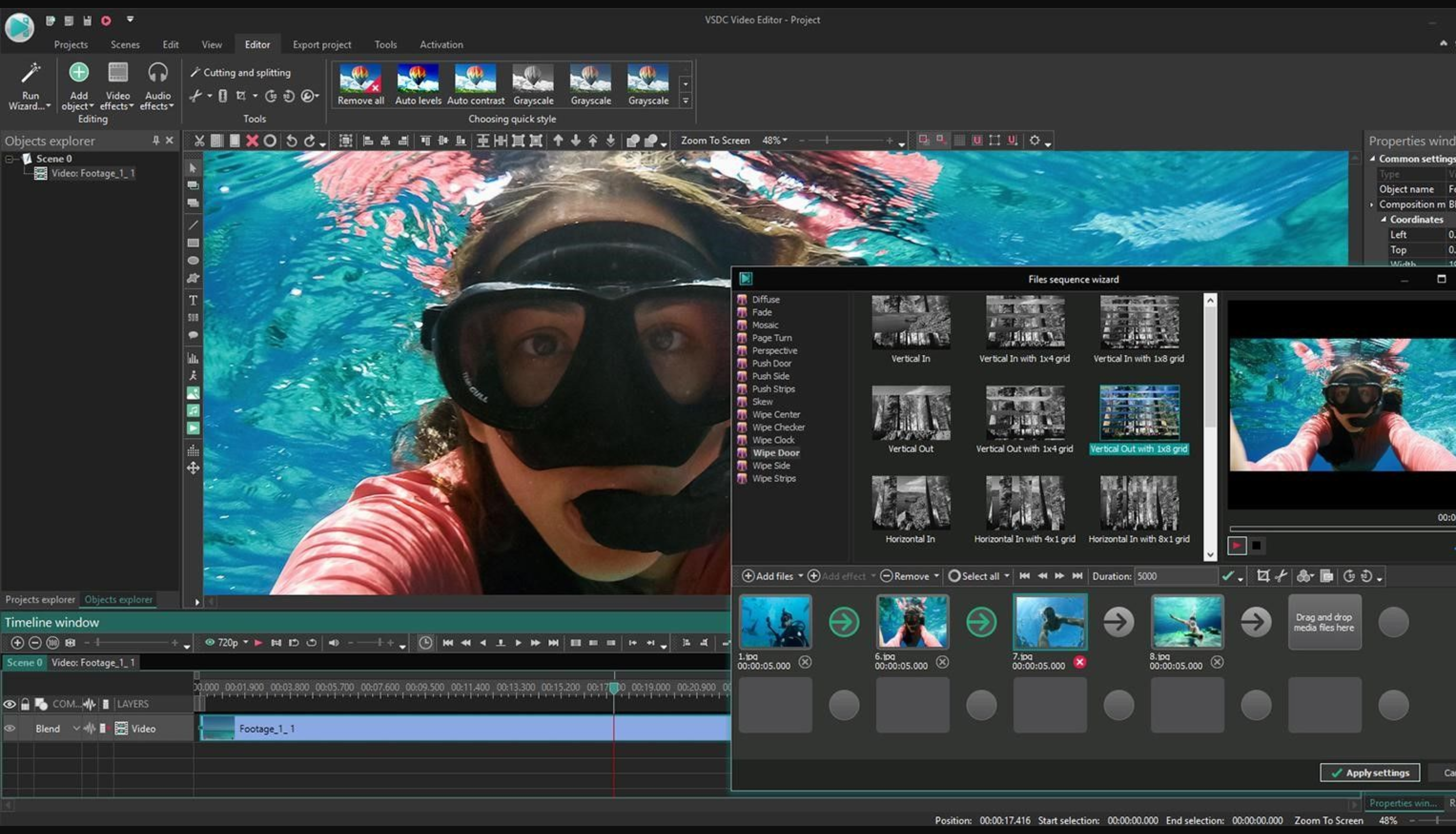 Interface of the VSDC video editor
