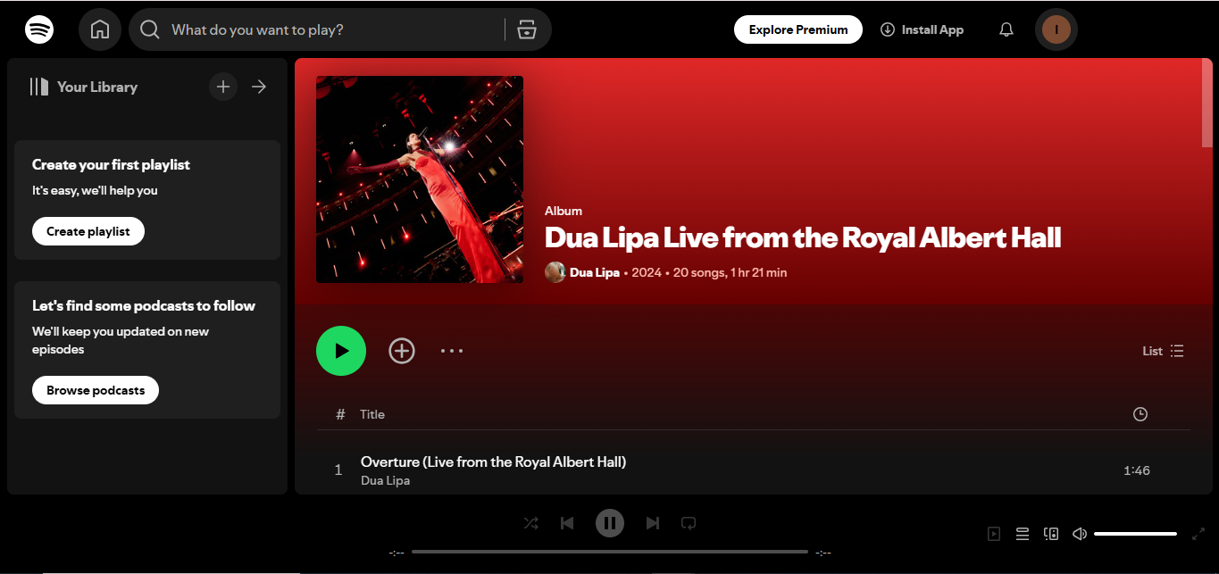 Dua Lipa tarafından Dua Lipa - Spotify 'da en çok dinlenen albümlerden biri olarak kabul edildi