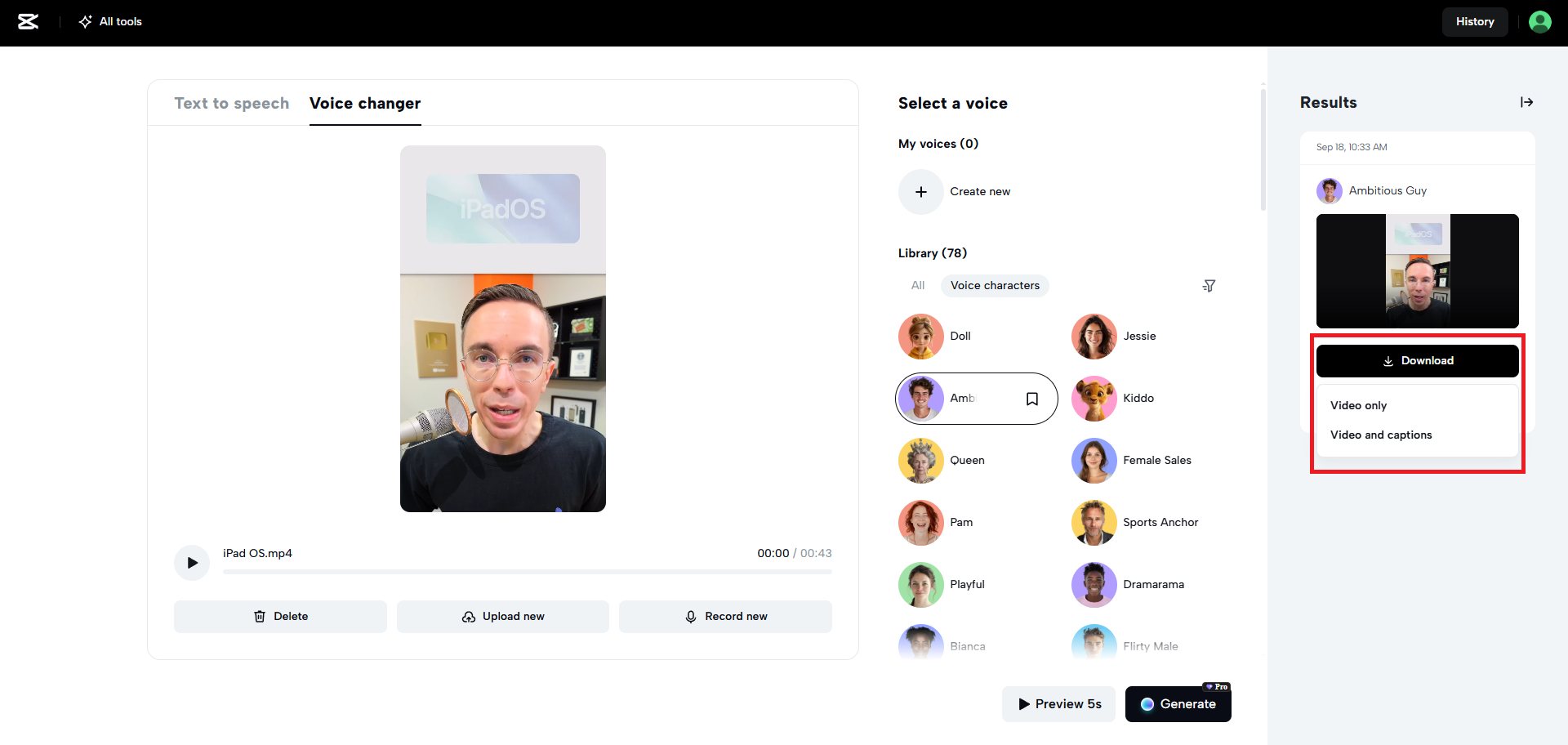Export your media file