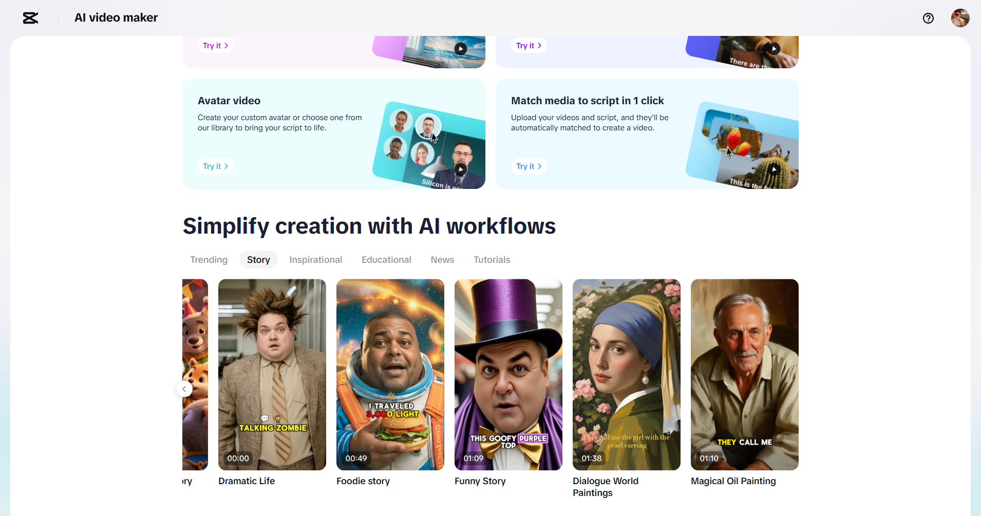 CapCut Web: create AI funny videos