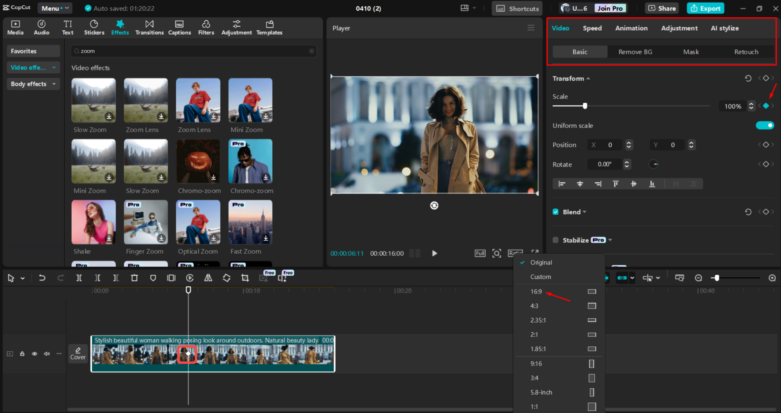 Pagdaragdag at pagsasaayos ng Ken Burns sa isang video gamit ang CapCut desktop video editor
