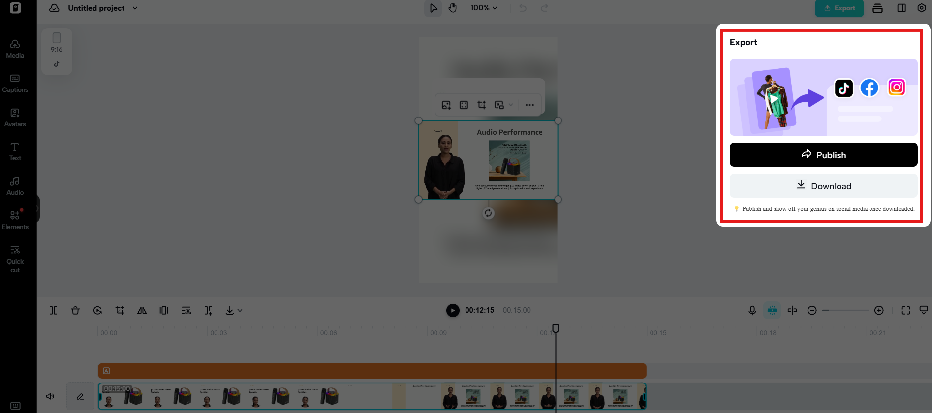 Export the video