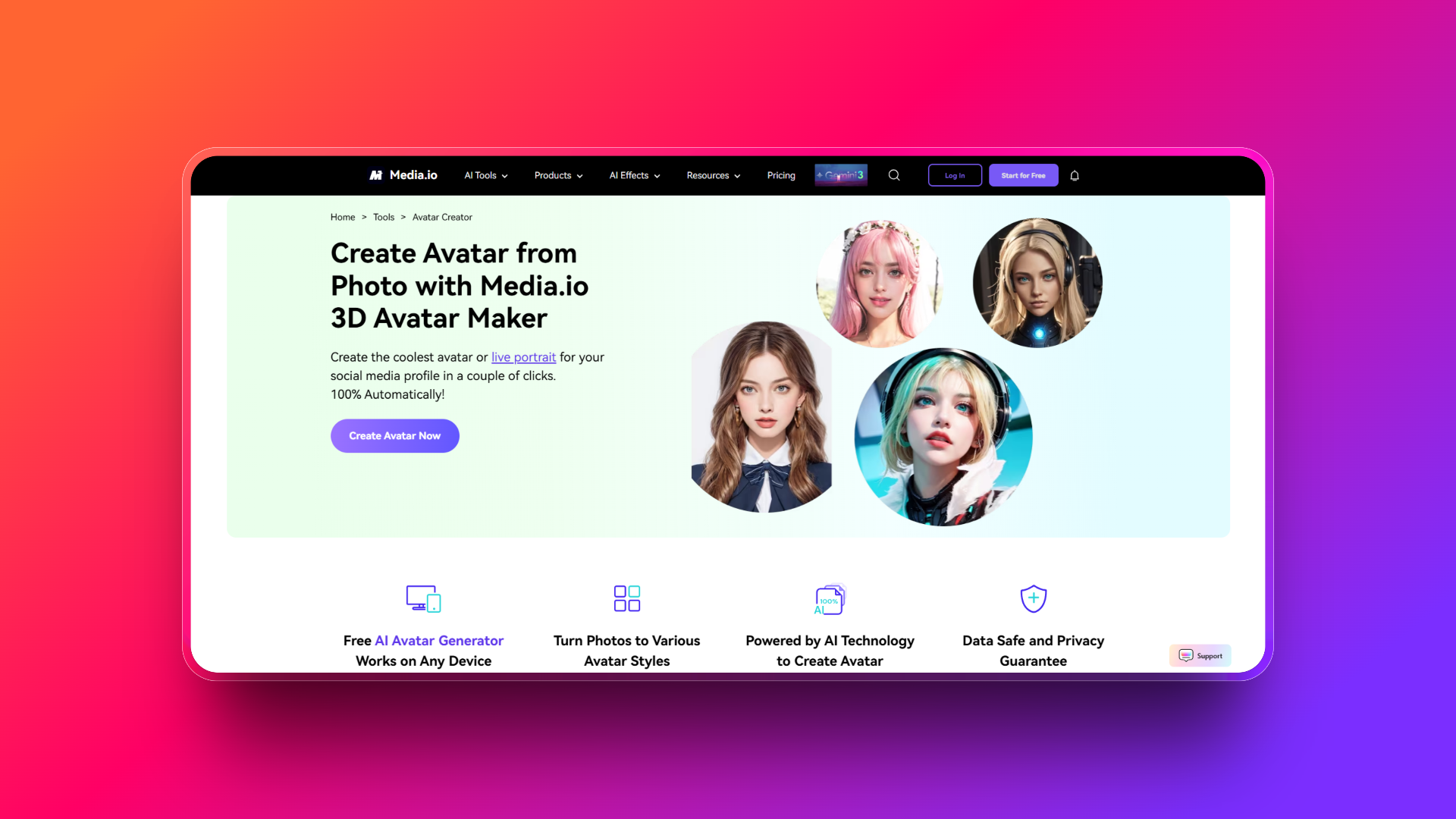 Penjana avatar AI oleh Media.io
