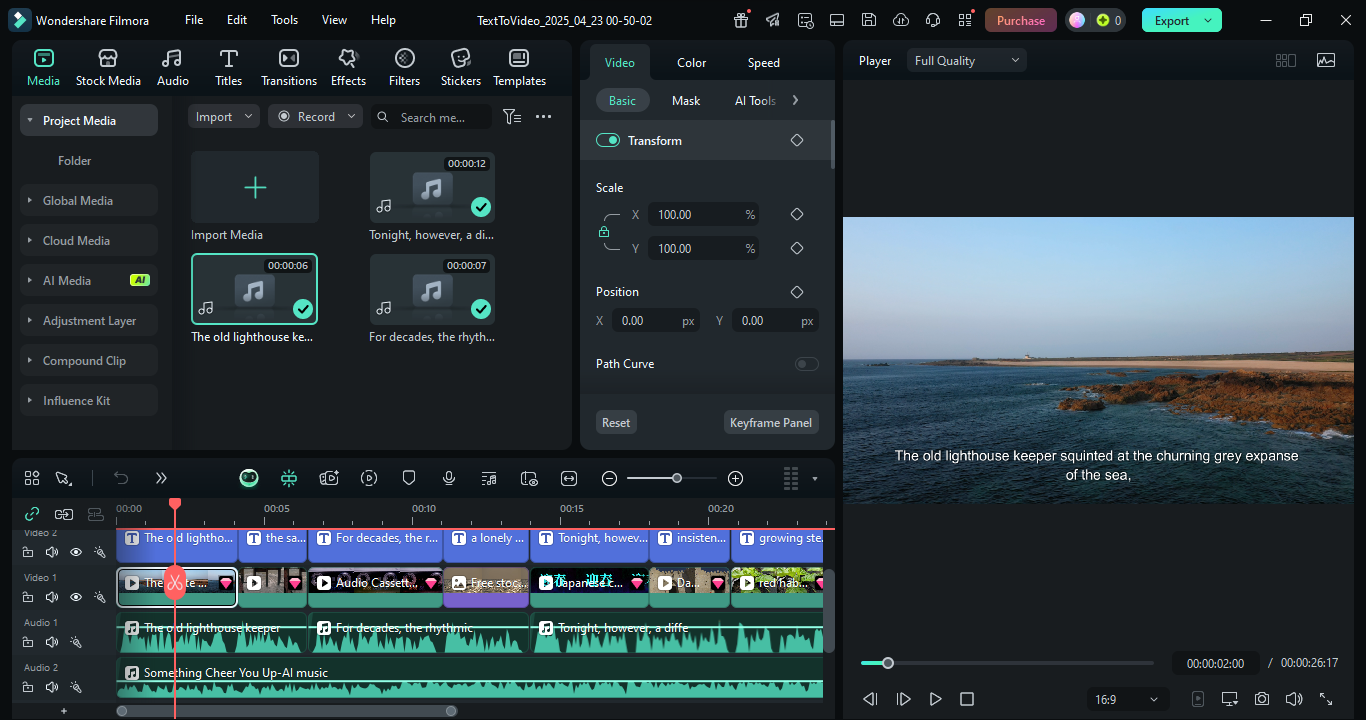 Edit video using Filmora