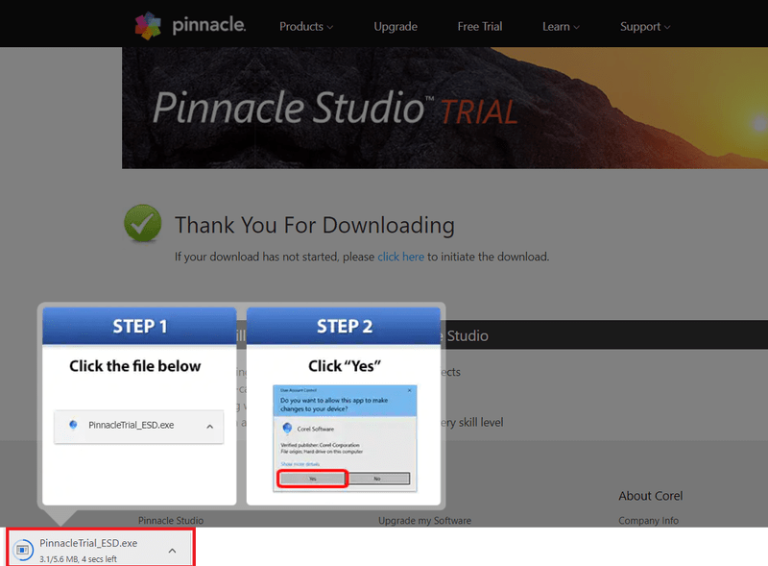 Pinnacle Studio yazılımı indiriliyor