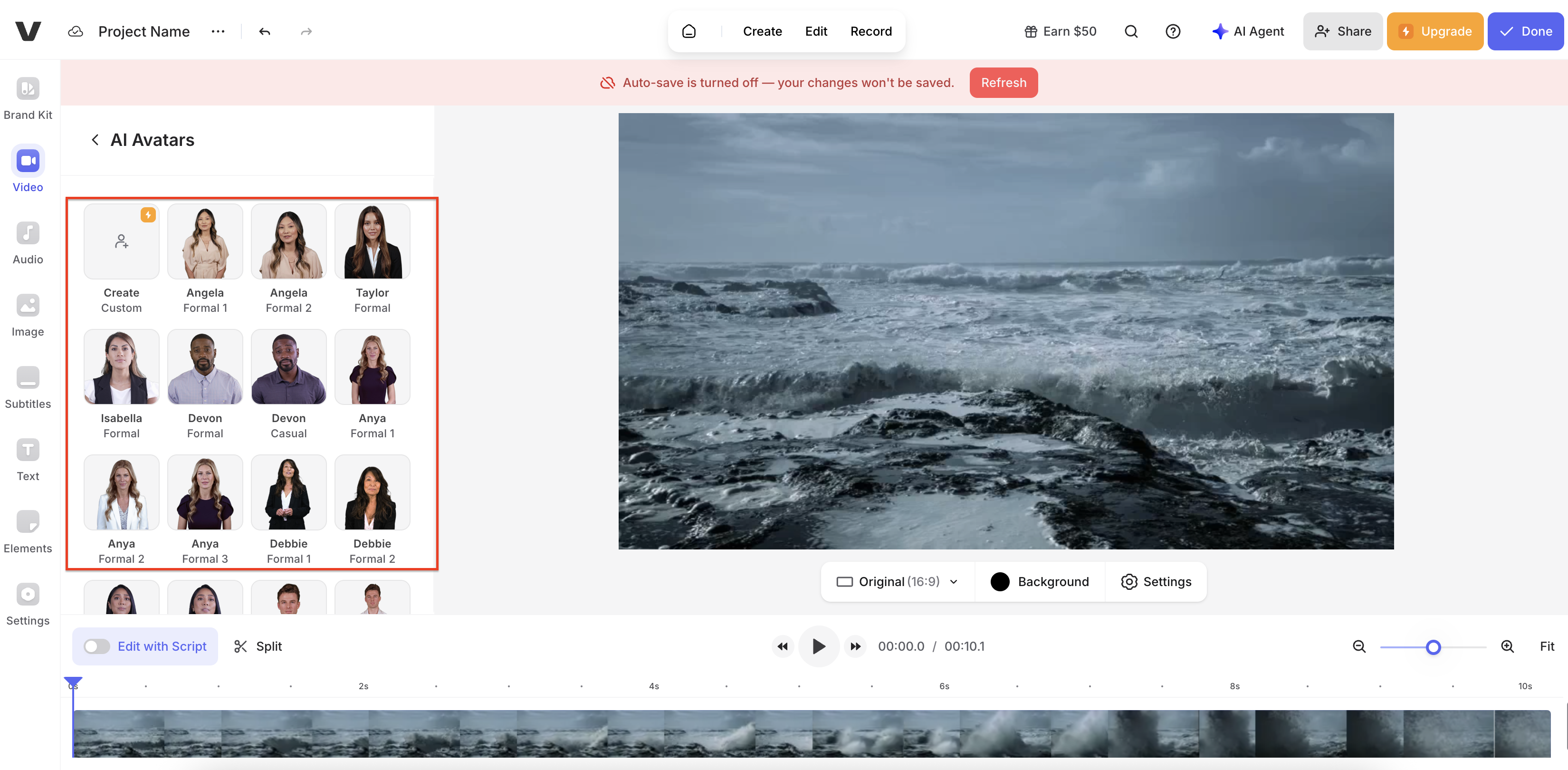 Scegli un avatar AI e inserisci lo script