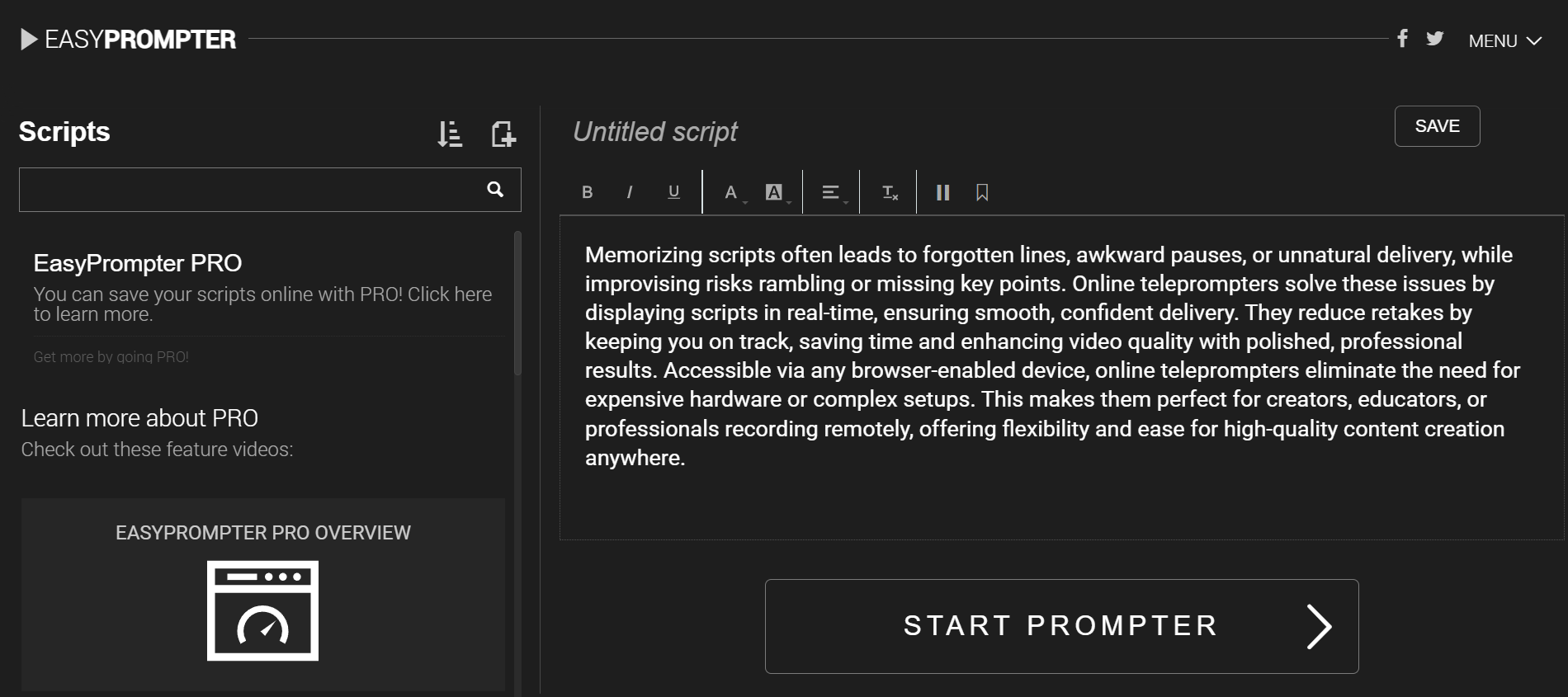 EasyPrompter-interface