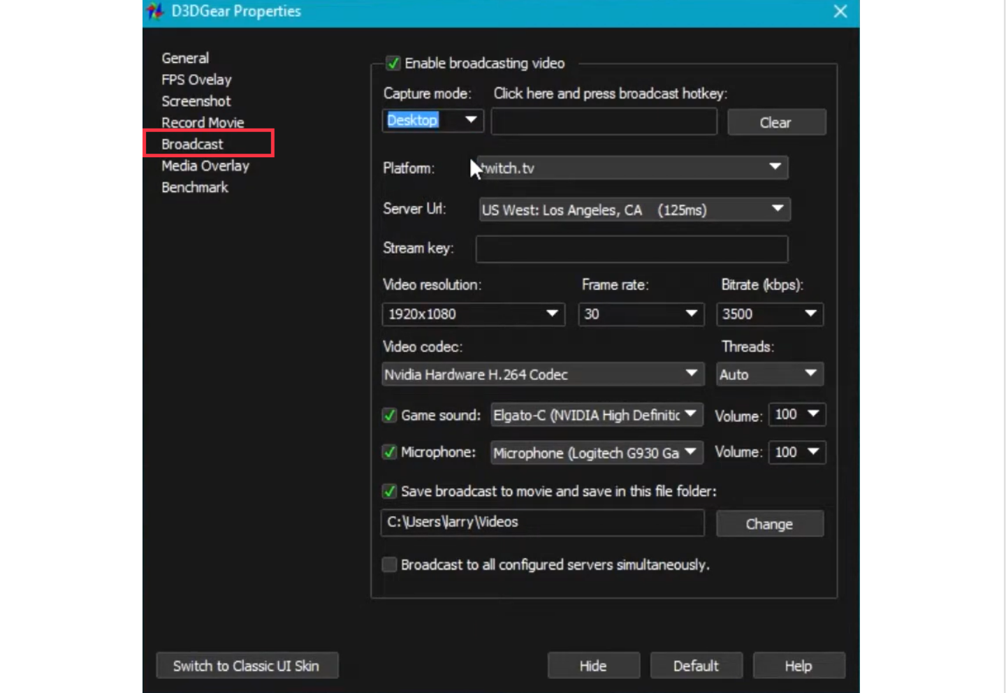 Afbeelding die laat zien hoe video uit te zenden met D3DGear Screen Recorder