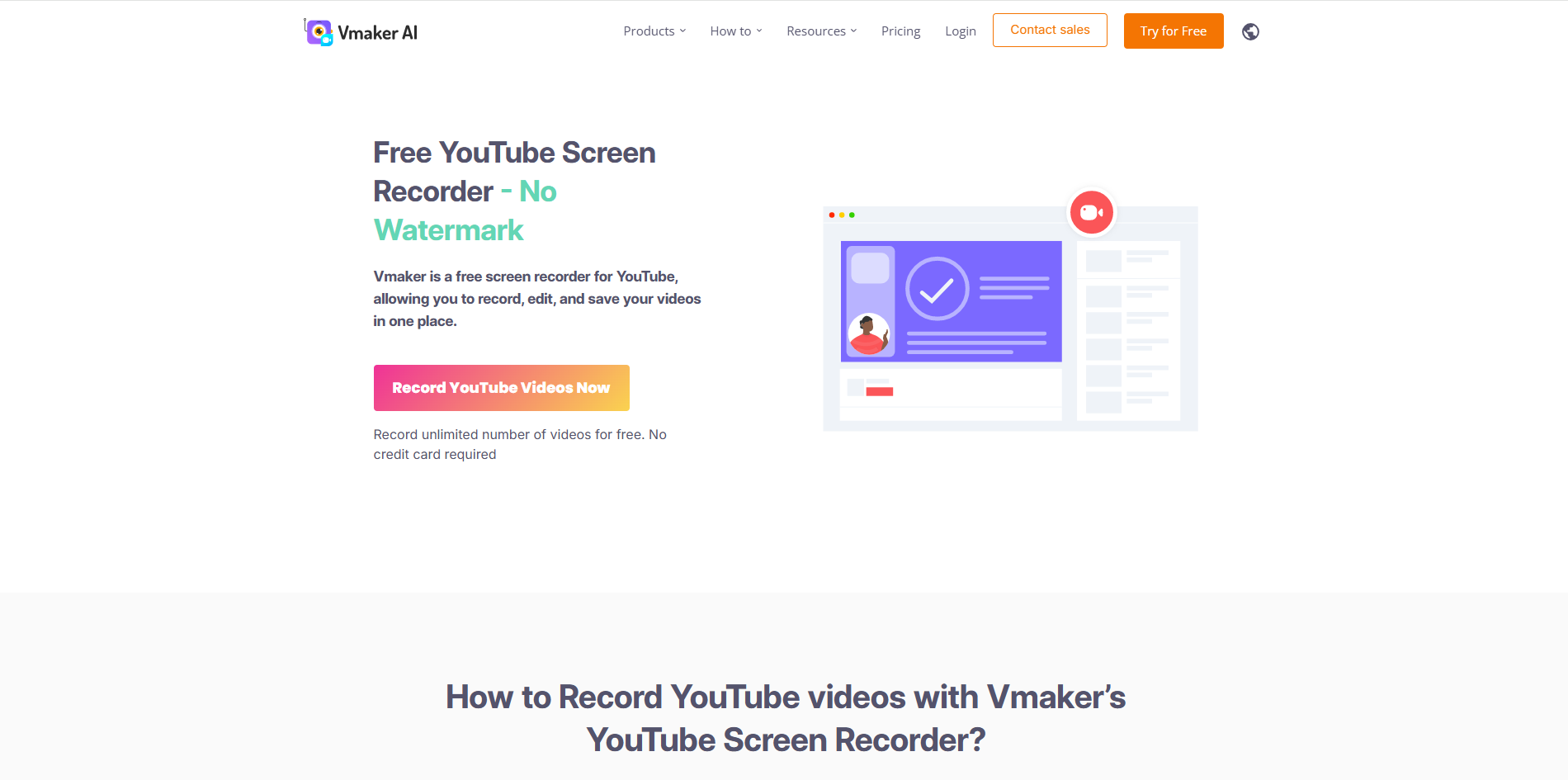 Interface of Vmaker AI - one of the best screen recorders for YouTube videos