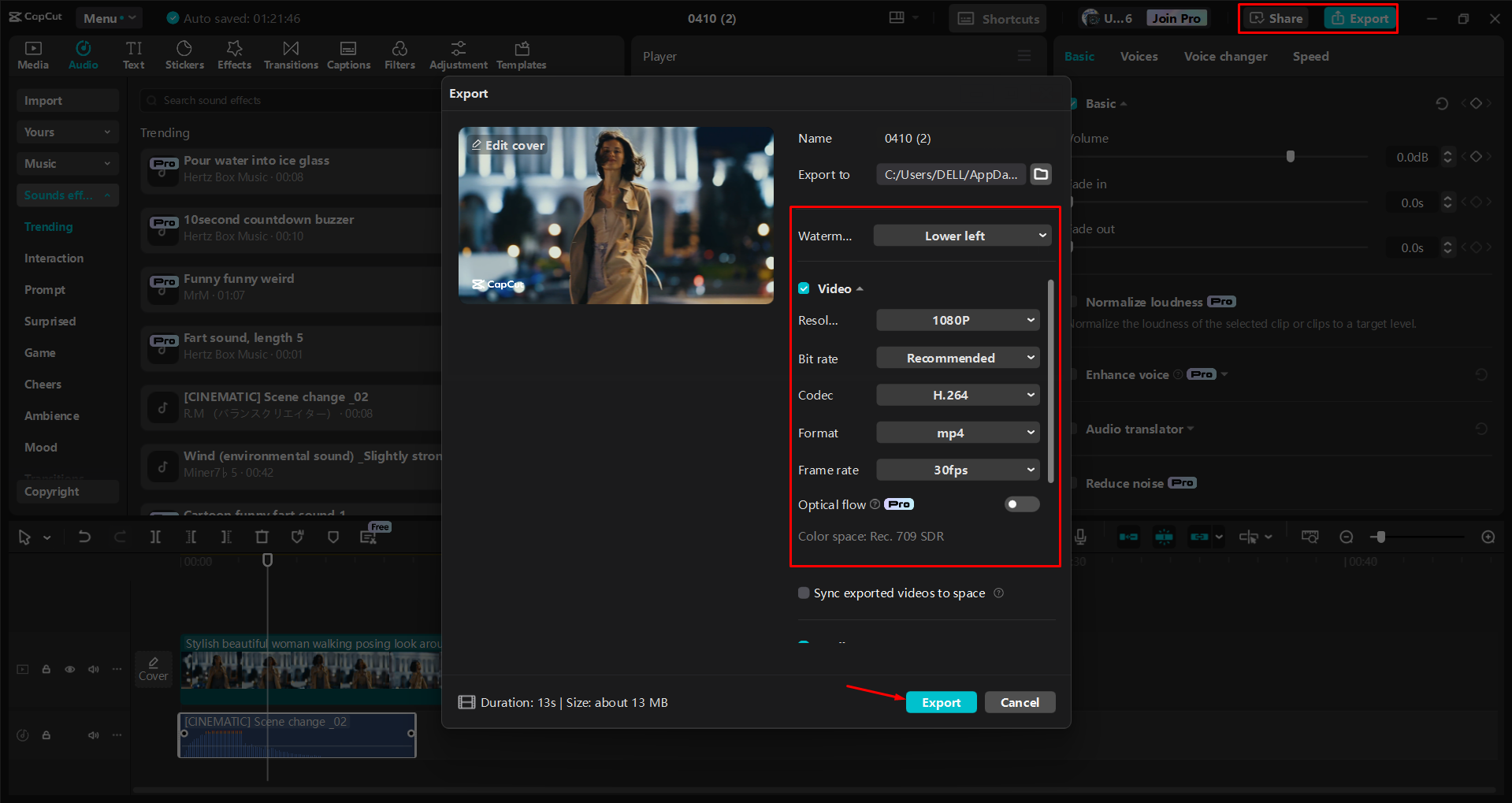 Pag-export ng video mula sa CapCut desktop video editor