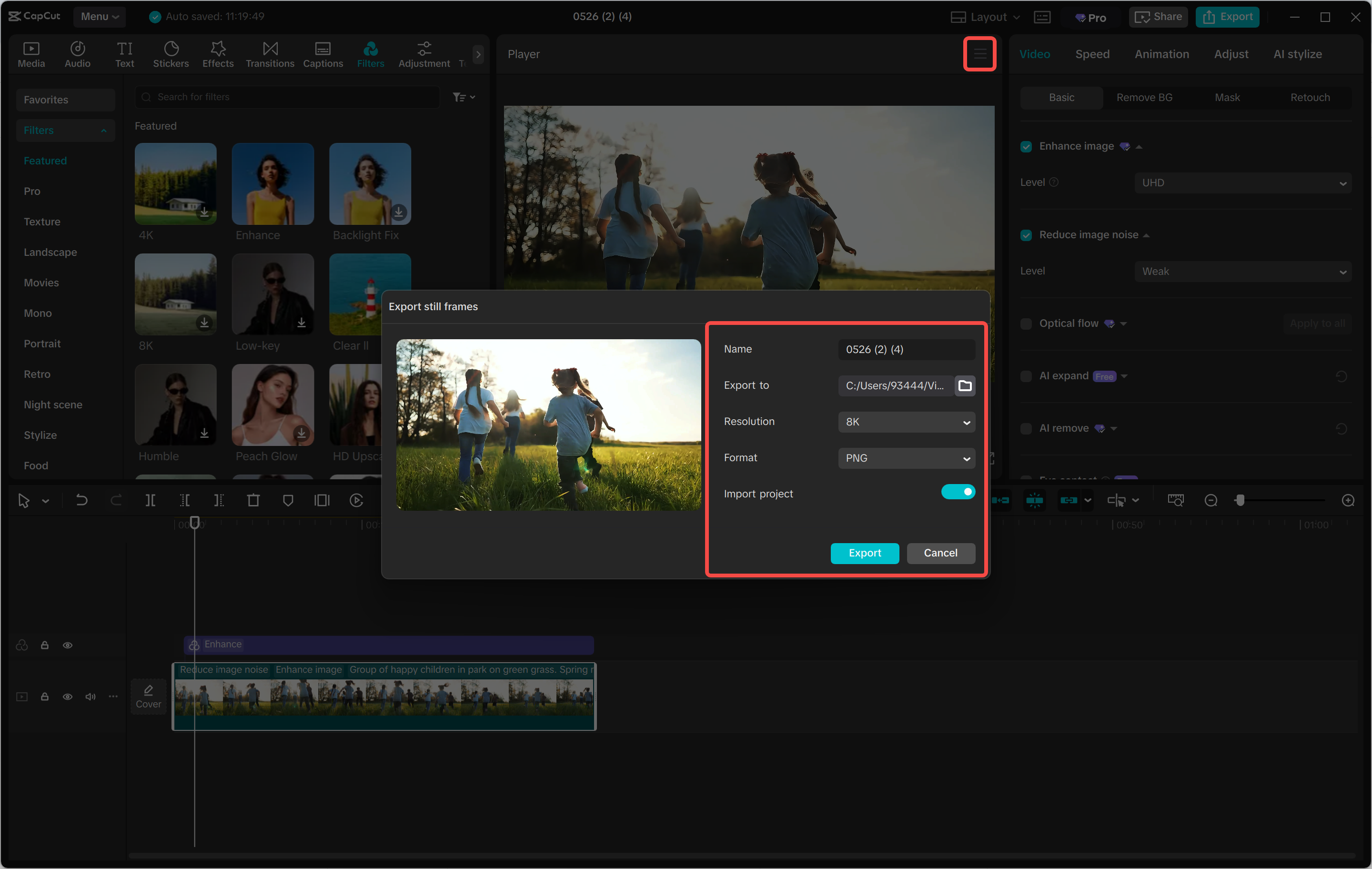 Exportando la imagen final desde el CapCut editor de video de escritorio