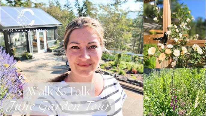 Vlogger showing garden plants and nature walk