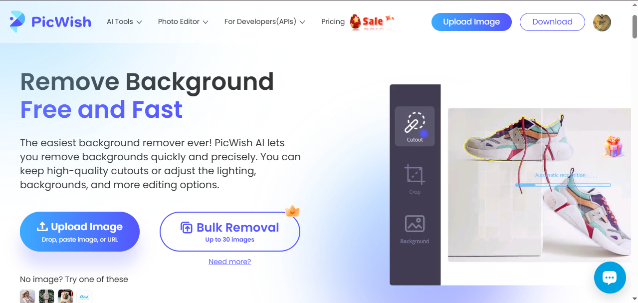 uploading image to PicWish