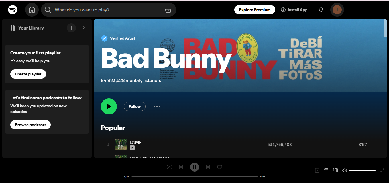 Bad Bunny - L'artista più seguito su Spotify nel reggaeton