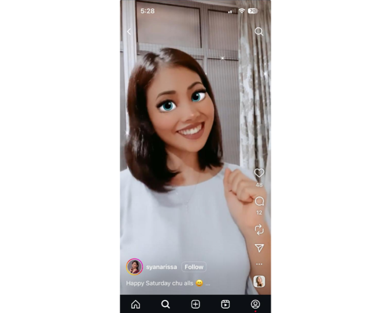 Filtro de olhos de desenhos animados do Instagram