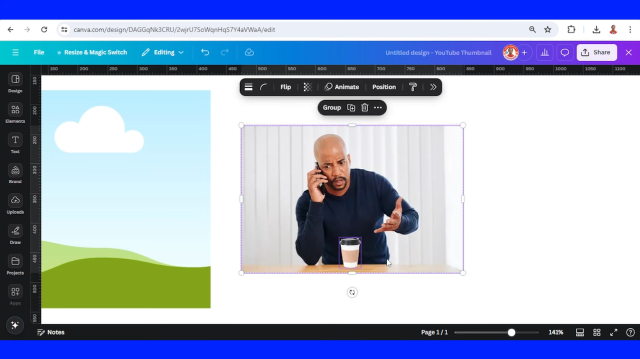 Interface of Canva - népszerű online eszköz két kép összevarrásához