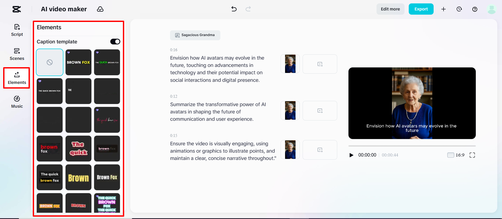 Adding a caption template on the CapCut Web