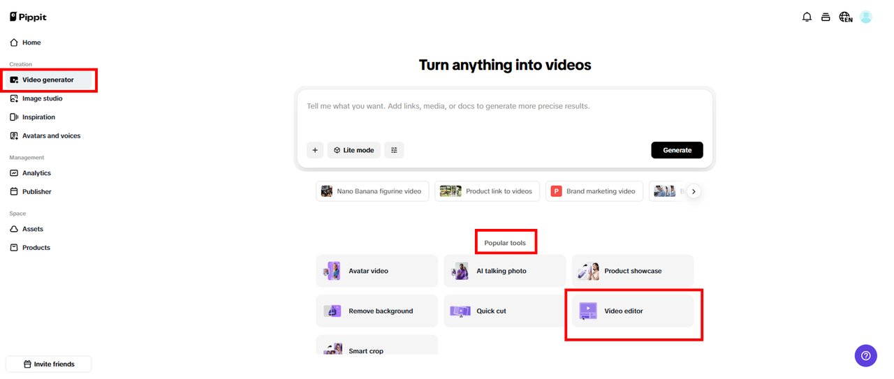 Buka Video editor