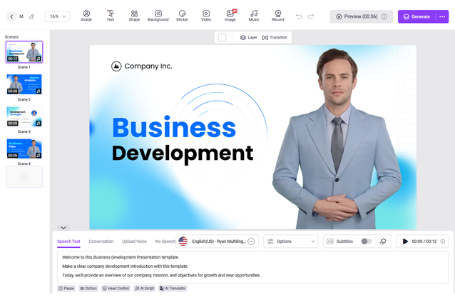 Interfaz de Vidnoz: otro generador gratuito de presentadores de IA.