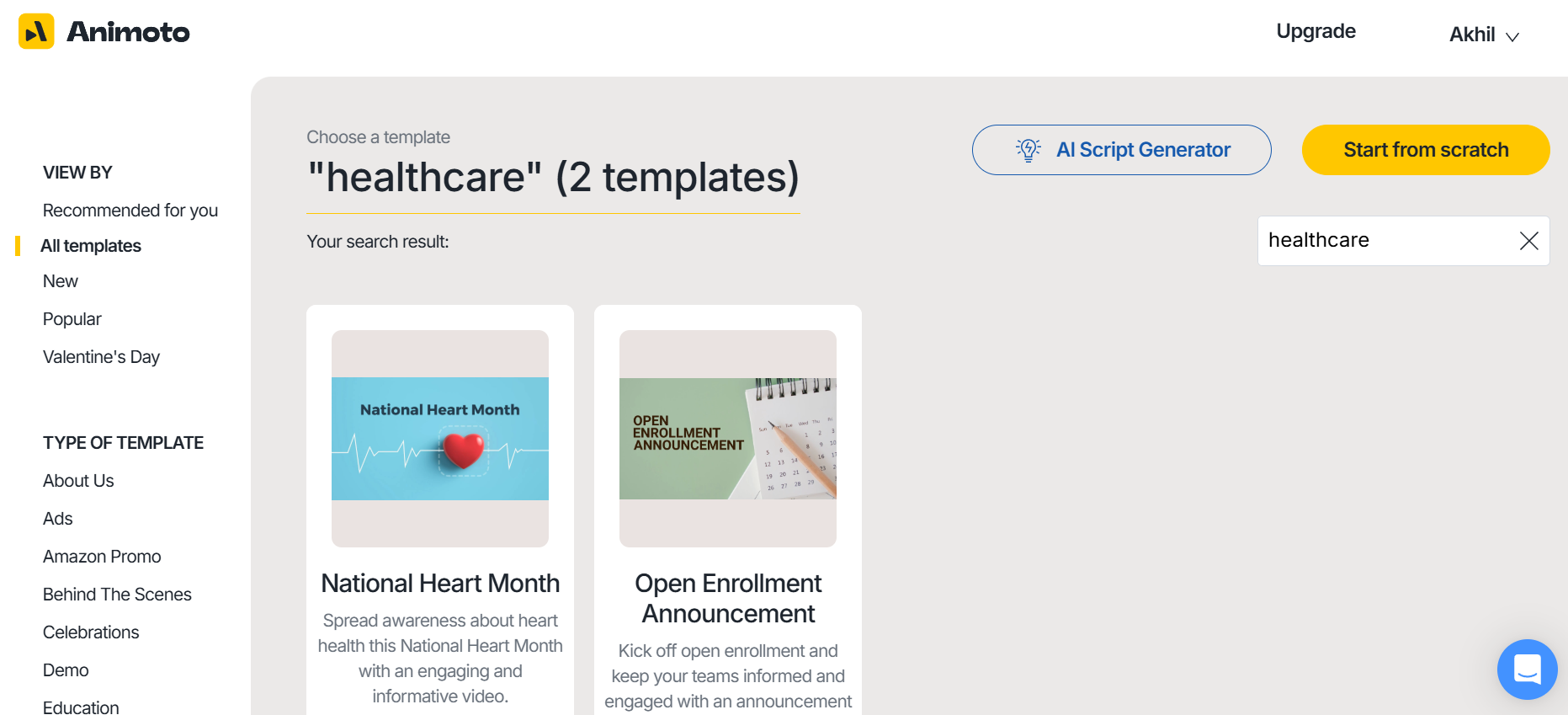 Animoto's interface
