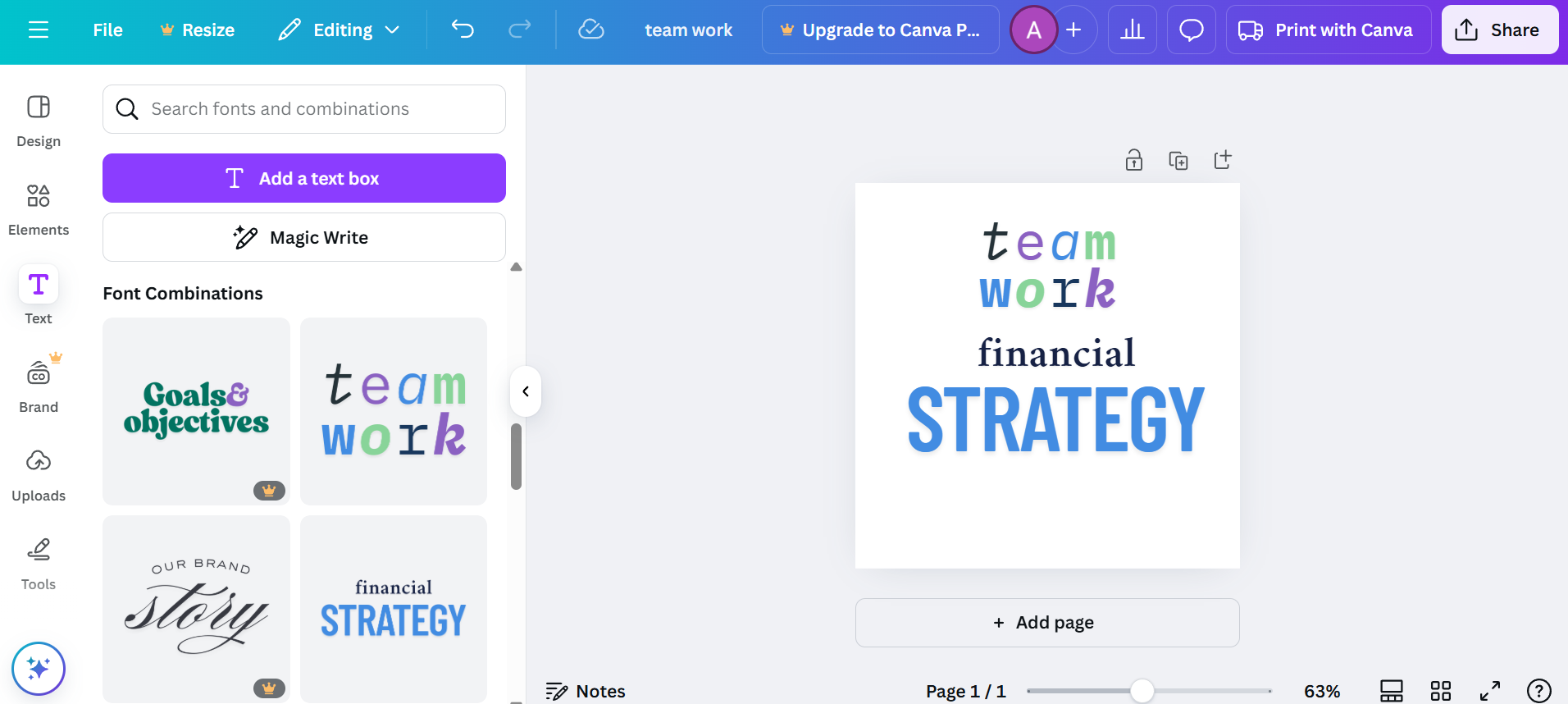 Canva's font combinations