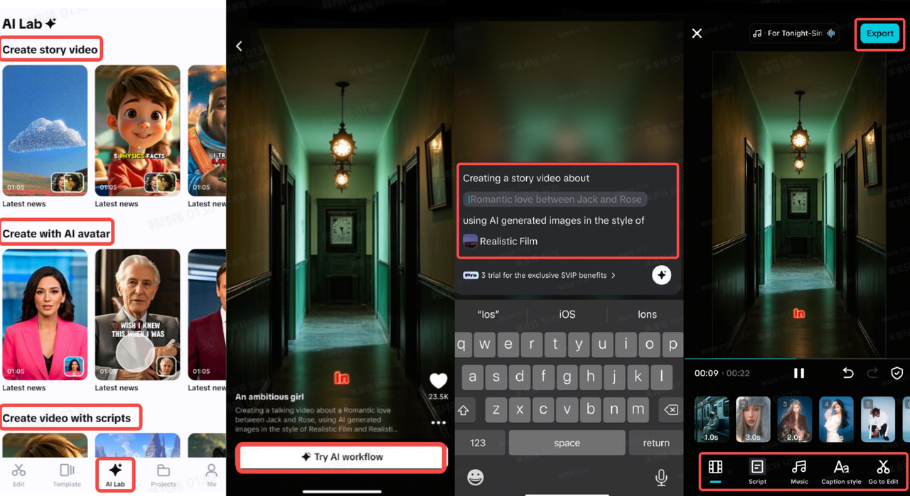 Uso de plantillas de IA para crear un video en la aplicación móvil Capcut