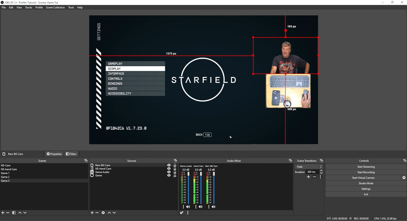 Interface van OBS Studio - de populaire multicam-videorecorder