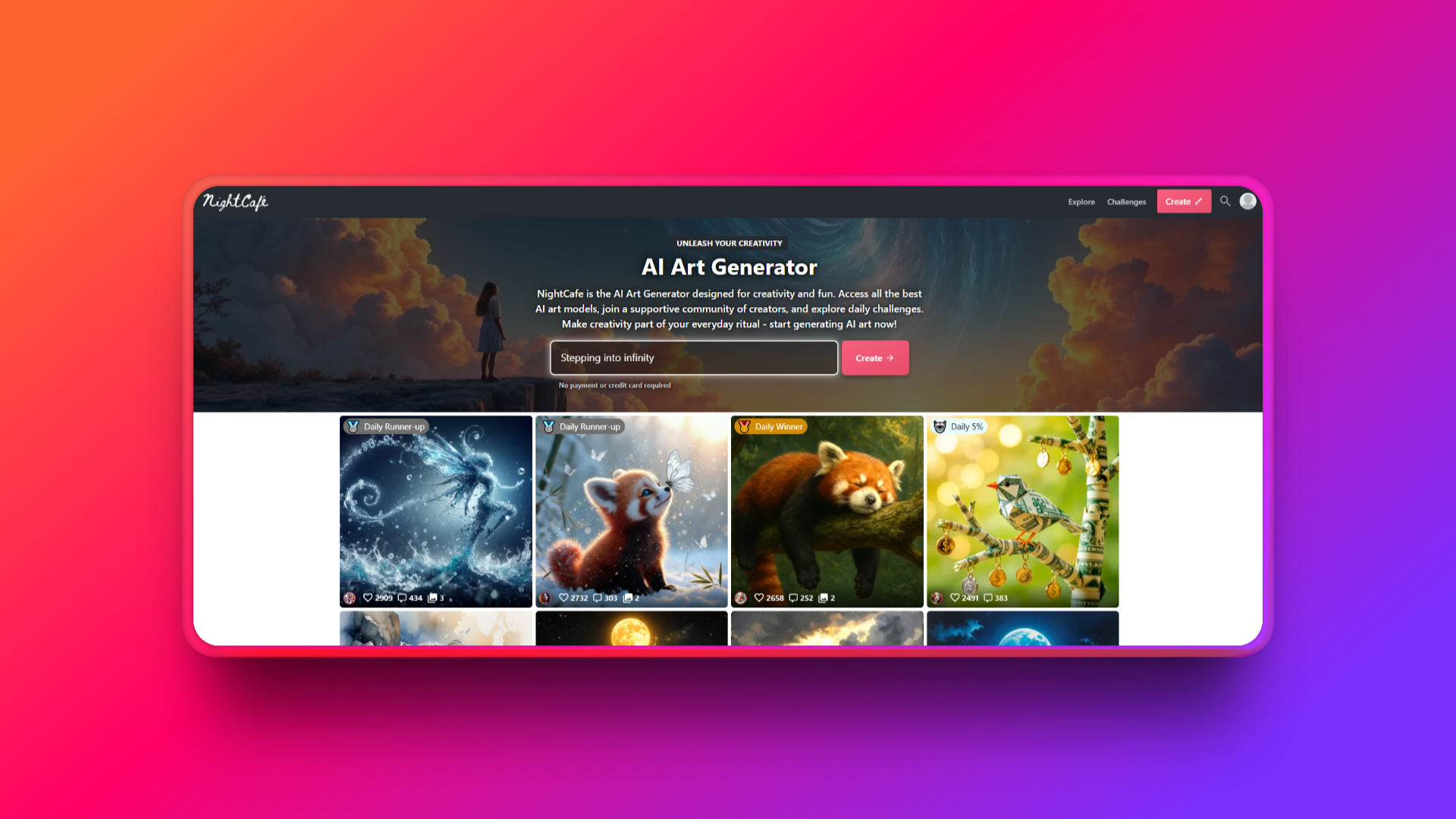 Nightcafe Creator's official website
