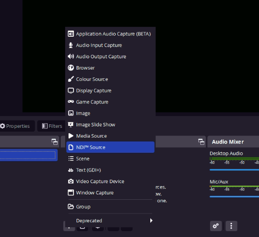 Hubungkan NDI ke perangkat lunak streaming