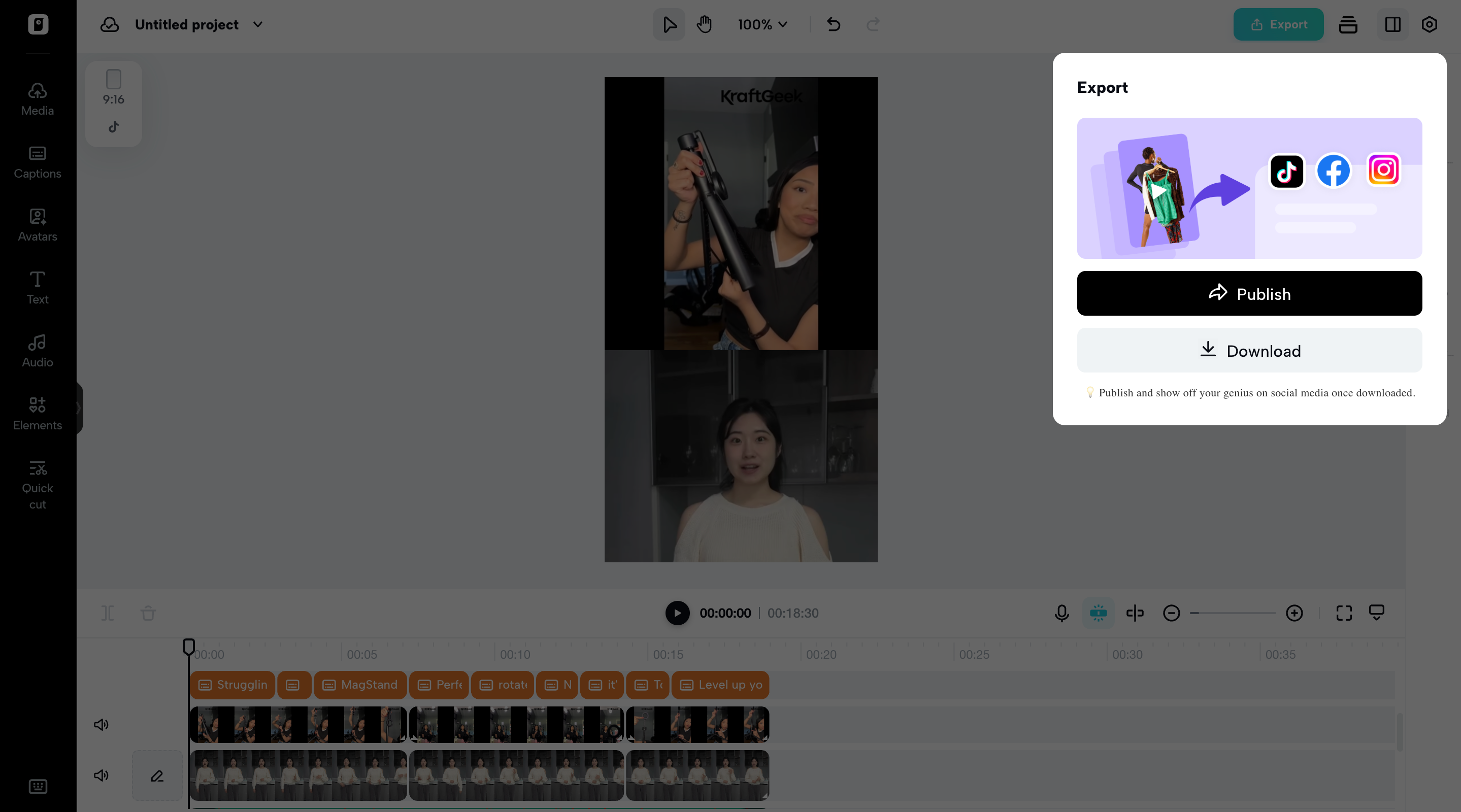 Export the video