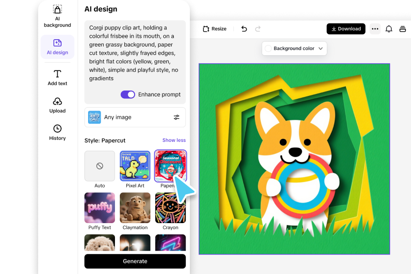 Enter prompt and generate the design