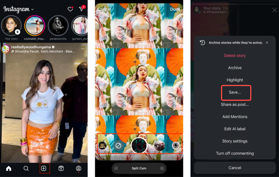 Save the effect video for the Instagram Story