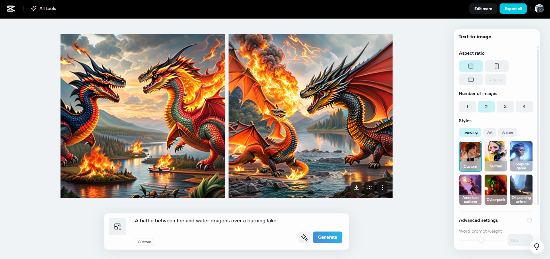 หน้าจอของ CapCut Web - วิธีง่าย ๆ ในการสร้างภาพด้วย AI